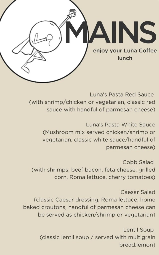 Luna lunch menu 